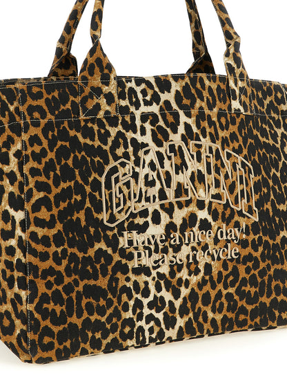 Ganni Braune Tote Bag aus recycelter Baumwolle
