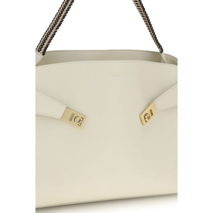 Ferragamo Beige Kalbsleder Bos Taurus Schultertasche
