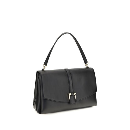 Ferragamo Schwarze Bos Taurus Kalbsleder Schultertasche