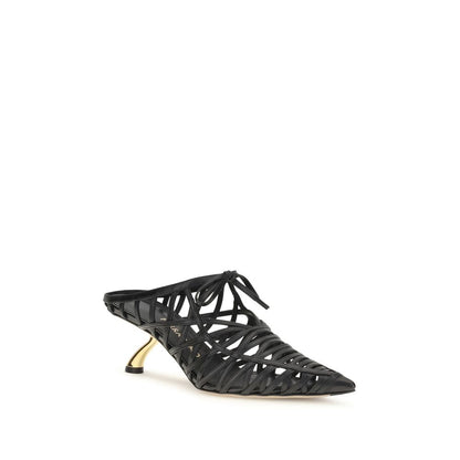 Ferragamo Schwarze Bos Taurus Kalbsleder-Mules