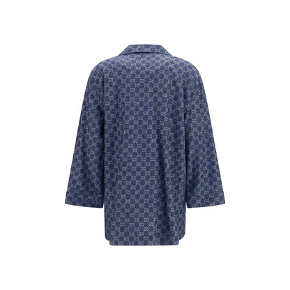 Gucci Blaue Baumwolljacke in voller Länge
