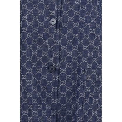 Gucci Blaue Baumwolljacke in voller Länge
