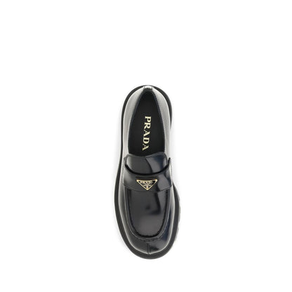 Prada Schwarze "Bos Taurus" Kalbsleder Loafer zum Hineinschlüpfen