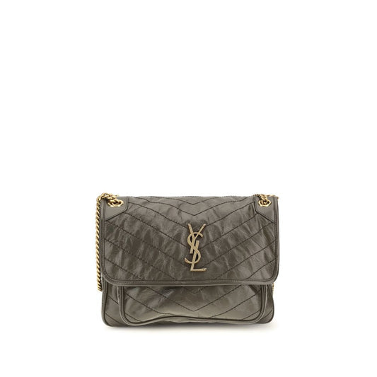 Saint Laurent Bicolor Calf Leather Bos Taurus Schultertasche