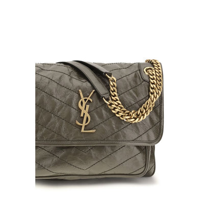 Saint Laurent Bicolor Calf Leather Bos Taurus Schultertasche