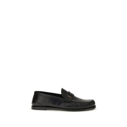Saint Laurent Schwarze "Bos Taurus" Kalbsleder Loafer zum Hineinschlüpfen