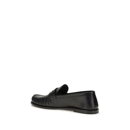 Saint Laurent Schwarze "Bos Taurus" Kalbsleder Loafer zum Hineinschlüpfen