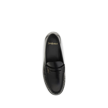 Saint Laurent Schwarze "Bos Taurus" Kalbsleder Loafer zum Hineinschlüpfen