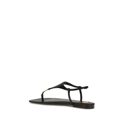 Saint Laurent Schwarze Bos Taurus Kalbsleder-Sandalen
