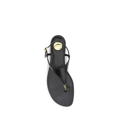 Saint Laurent Schwarze Bos Taurus Kalbsleder-Sandalen
