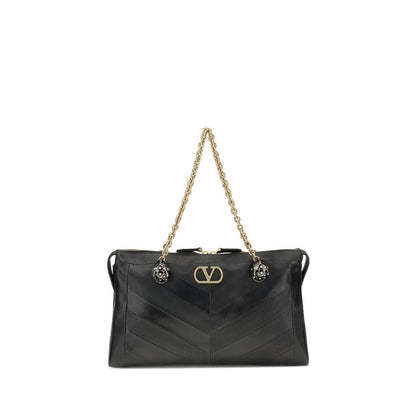 Valentino Garavani Schwarze Lammleder Schultertasche Ovis Aries Aries