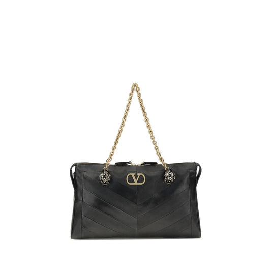 Valentino Garavani Schwarze Lammleder Schultertasche Ovis Aries Aries