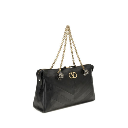 Valentino Garavani Schwarze Lammleder Schultertasche Ovis Aries Aries
