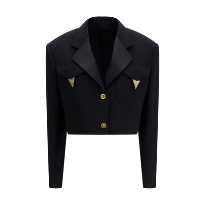 Versace Schwarzer Oves Aries Wollblazer