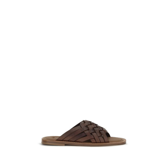 Miu Miu Braune Kalbsleder Bos Taurus Flache Sandalen
