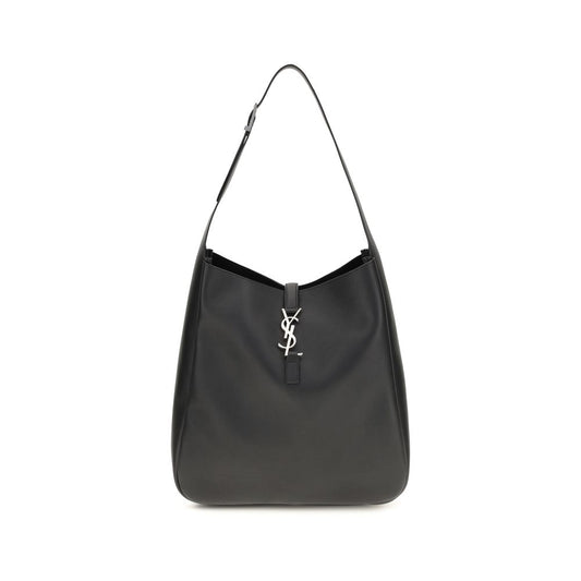 Saint Laurent Schwarze Bos Taurus Kalbsleder Schultertasche