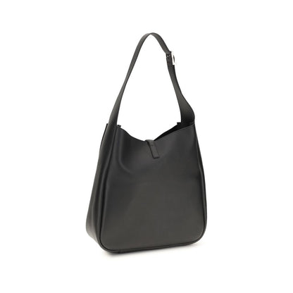 Saint Laurent Schwarze Bos Taurus Kalbsleder Schultertasche