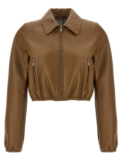 Gucci Beige Lammleder Lederjacke