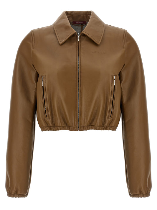 Gucci Beige Lammleder Lederjacke