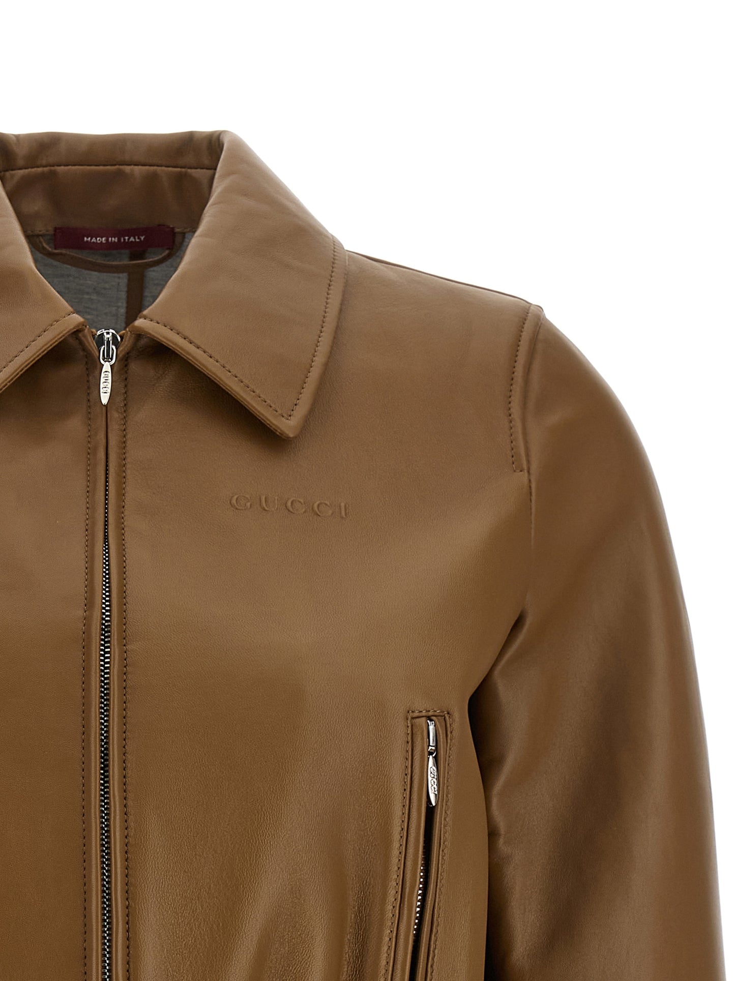 Gucci Beige Lammleder Lederjacke