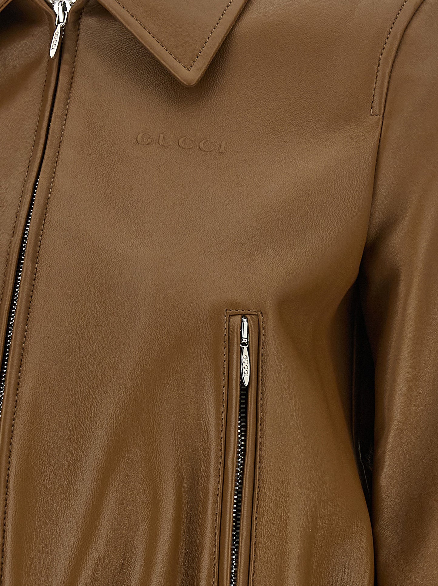 Gucci Beige Lammleder Lederjacke