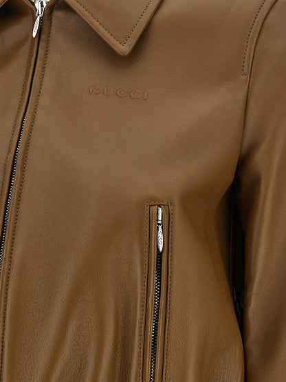 Gucci Beige Lammleder Lederjacke