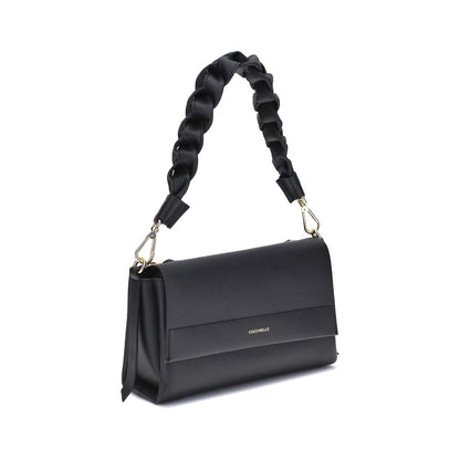Coccinelle Schwarze Bos Taurus Kalbsleder Schultertasche
