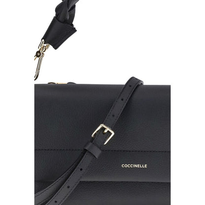 Coccinelle Schwarze Bos Taurus Kalbsleder Schultertasche
