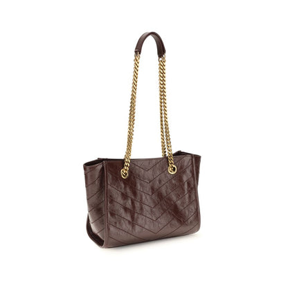 Saint Laurent Braune Kalbsleder Bos Taurus Schultertasche