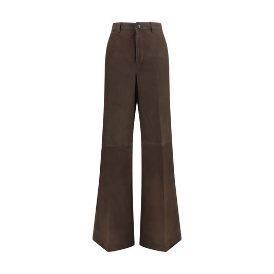 Rick Owens Brown Calf Leather Trousers