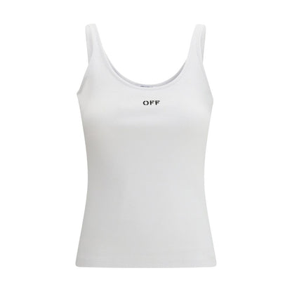 Off-White Weißes ärmelloses Baumwoll-T-Shirt