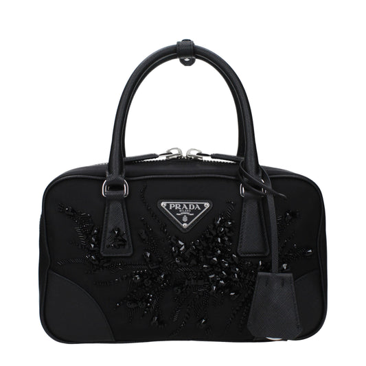 Prada Schwarze Stoffhandtasche