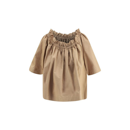 Saint Laurent Beige Baumwoll-Shirt mit kurzen Ärmeln