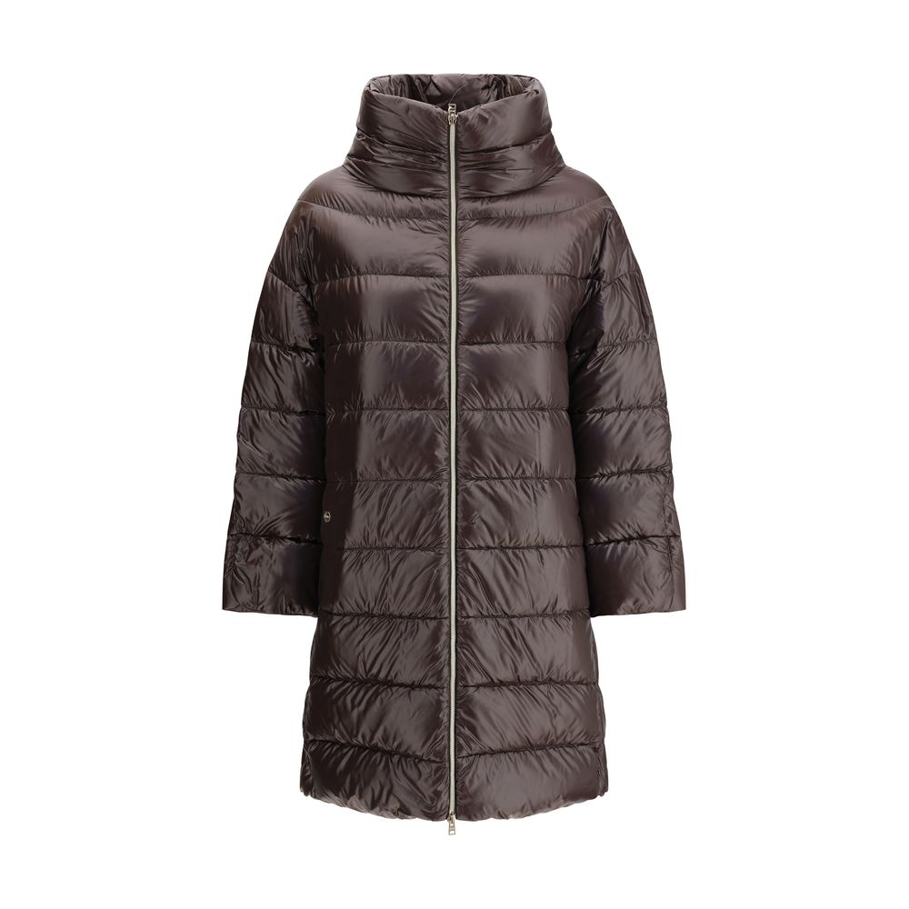 Herno Brown Midi Quilted Polyester Jacket