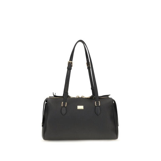 Dolce & Gabbana Schwarze Bos Taurus Kalbsleder Schultertasche