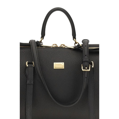 Dolce & Gabbana Schwarze Bos Taurus Kalbsleder Schultertasche