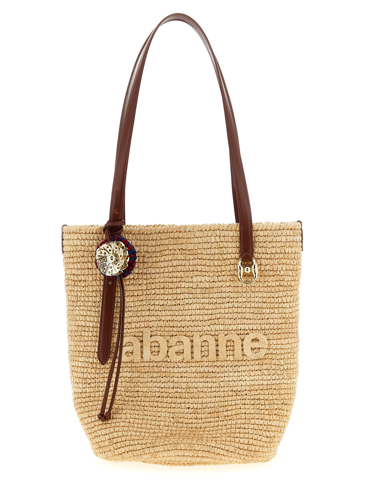 Paco Rabanne Beige Raffia Shopper