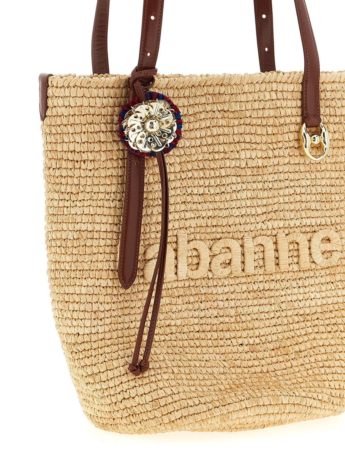 Paco Rabanne Beige Raffia Shopper