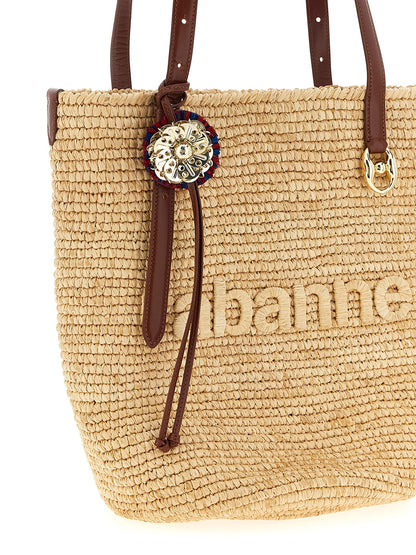 Paco Rabanne Beige Raffia Shopper