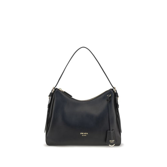 Prada Schwarze Bos Taurus Kalbsleder Schultertasche