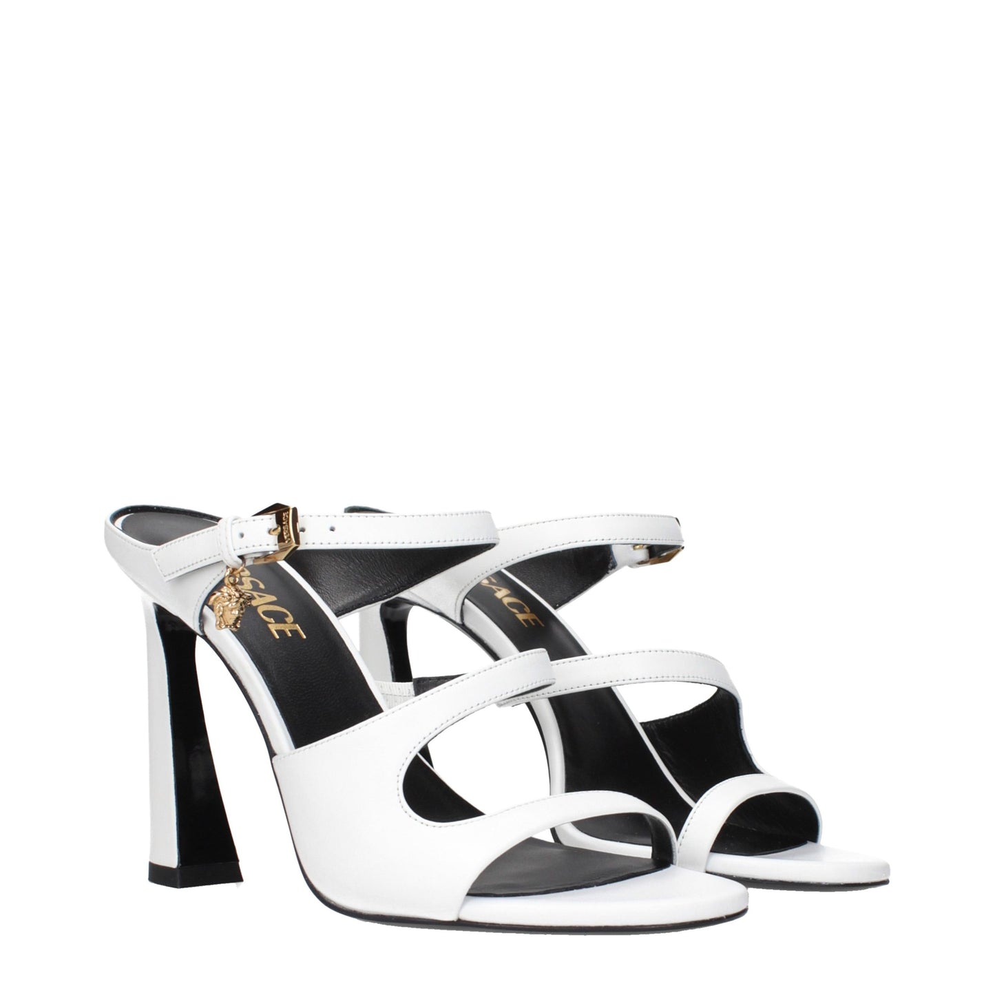 Versace Weiße Leder-Stiletto-Sandalen