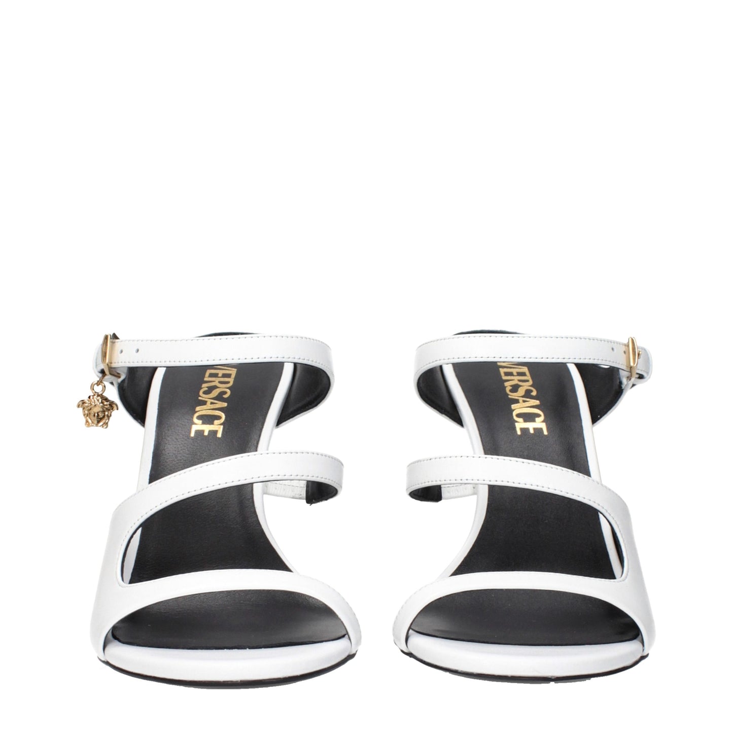 Versace Weiße Leder-Stiletto-Sandalen