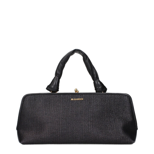 Jil Sander Schwarze Raffia-Handtasche