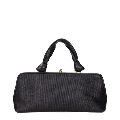 Jil Sander Schwarze Raffia-Handtasche
