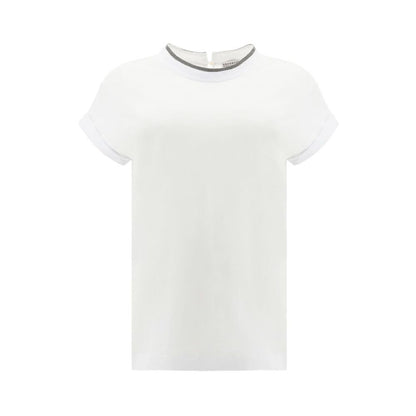 Brunello Cucinelli Weißes T-Shirt aus Elasthan