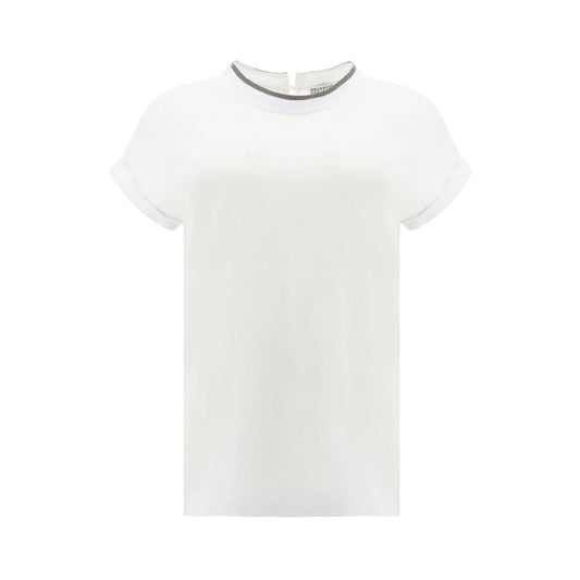 Brunello Cucinelli Weißes T-Shirt aus Elasthan