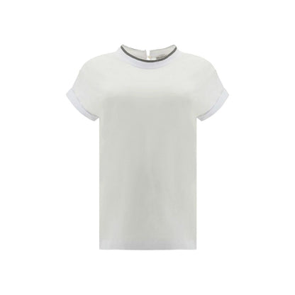 Brunello Cucinelli Weißes T-Shirt aus Elasthan