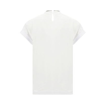 Brunello Cucinelli Weißes T-Shirt aus Elasthan