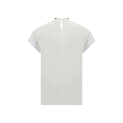Brunello Cucinelli Weißes T-Shirt aus Elasthan