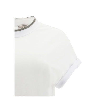 Brunello Cucinelli Weißes T-Shirt aus Elasthan
